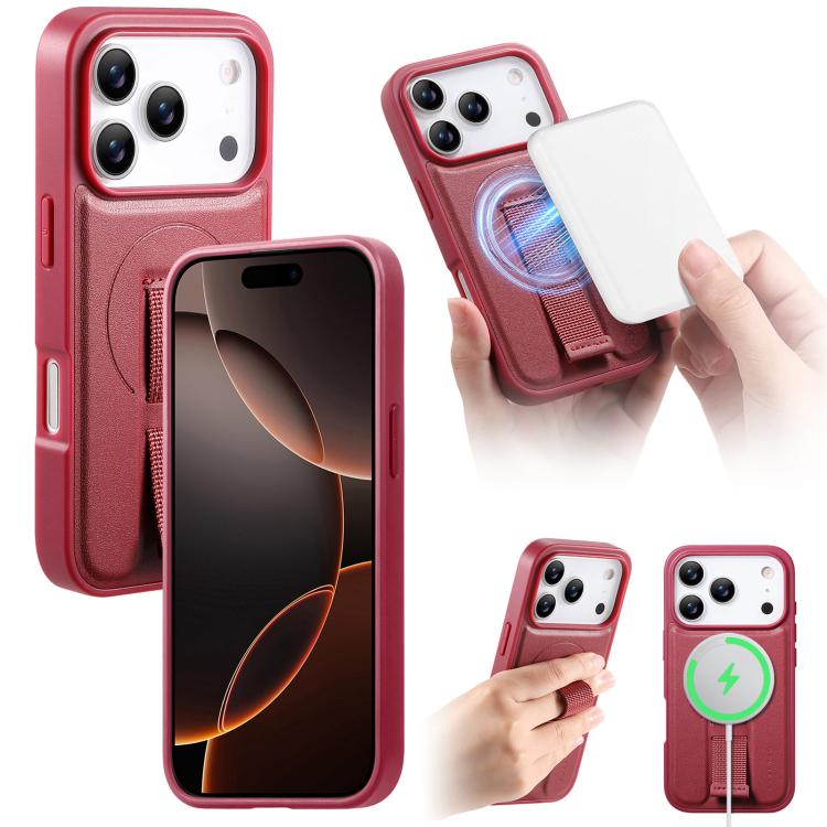 For iPhone 17 Pro CaseNeo Finger Grip Wristband MagSafe Back Phone Case(Red)