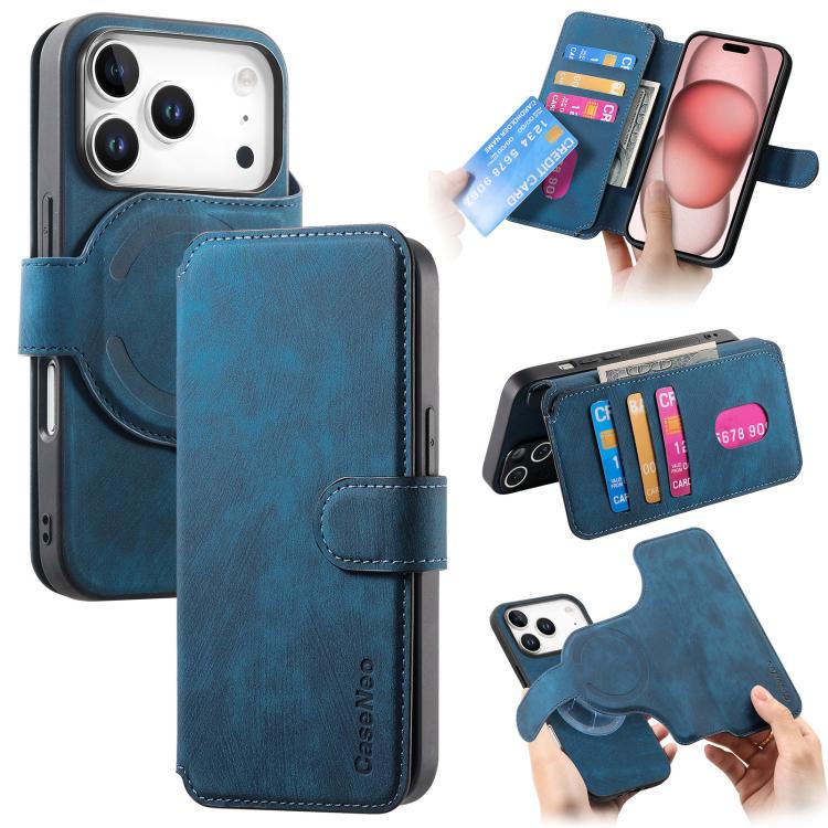 For iPhone 17 Pro CaseNeo MagSafe RFID Anti-theft Retro Leather Phone Case(Blue)
