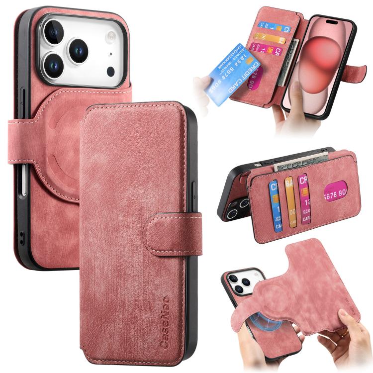 For iPhone 17 Pro CaseNeo MagSafe RFID Anti-theft Retro Leather Phone Case(Pink)