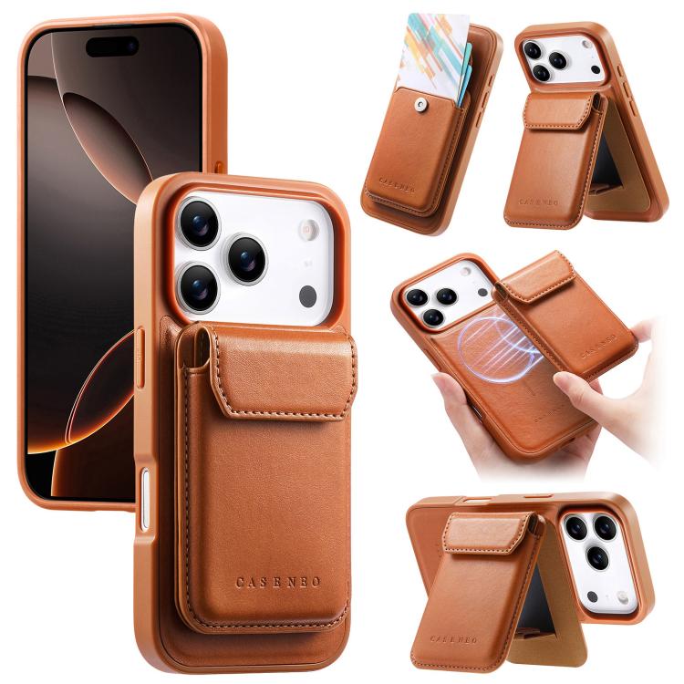 For iPhone 17 Pro CaseNeo Retro Multi-Card Bag Magnetic Back Phone Case(Brown)