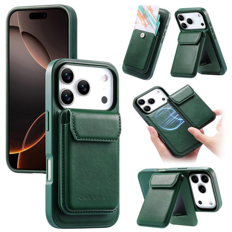 For iPhone 17 Pro CaseNeo Retro Multi-Card Bag Magnetic Back Phone Case(Green)