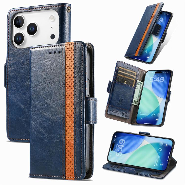 For iPhone 17 Pro CaseNeo Splicing Dual Magnetic Buckle Leather Phone Case(Blue)