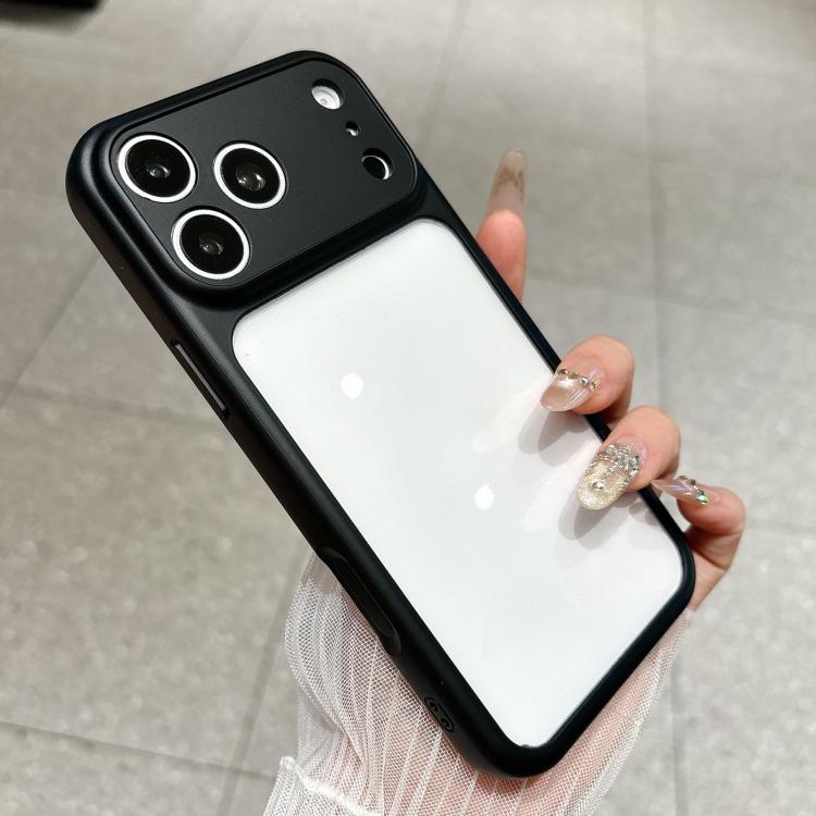 For iPhone 17 Pro Change to 17 Pro Soft Gauze Transparent Acrylic Phone Case(Black)