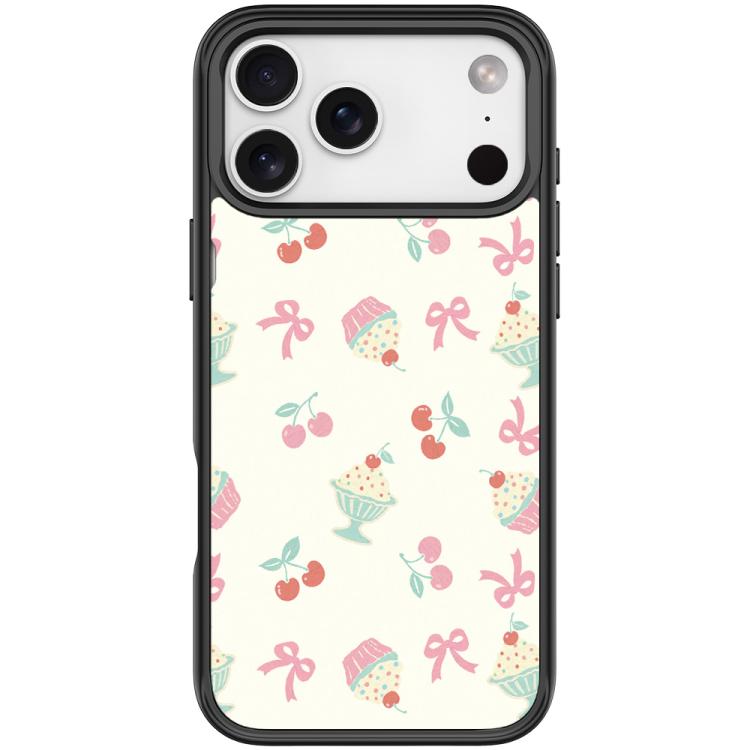 For iPhone 17 Pro Cherry Cake Pattern Magnetic Phone Case(Black)