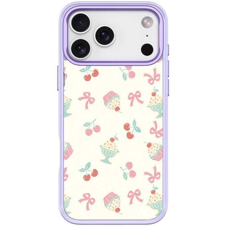 For iPhone 17 Pro Cherry Cake Pattern Magnetic Phone Case(Light Purple)