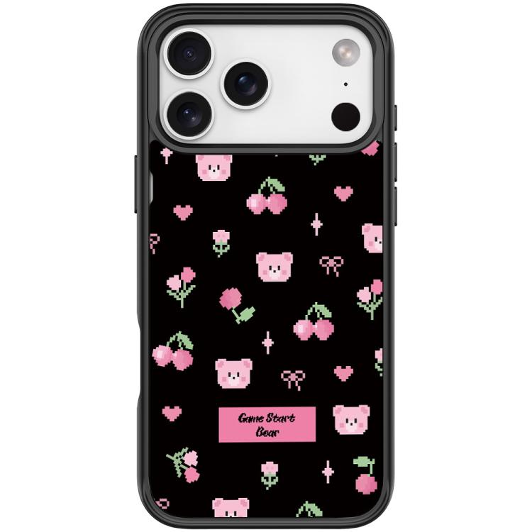 For iPhone 17 Pro Cherry Pattern Magnetic Phone Case(Black)