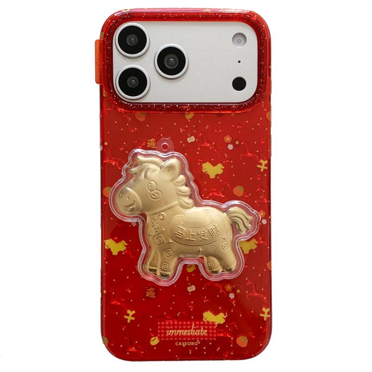For iPhone 17 Pro Chinese New Year Traditional Auspicious Motifs PC + TPU Phone Case(Horse)
