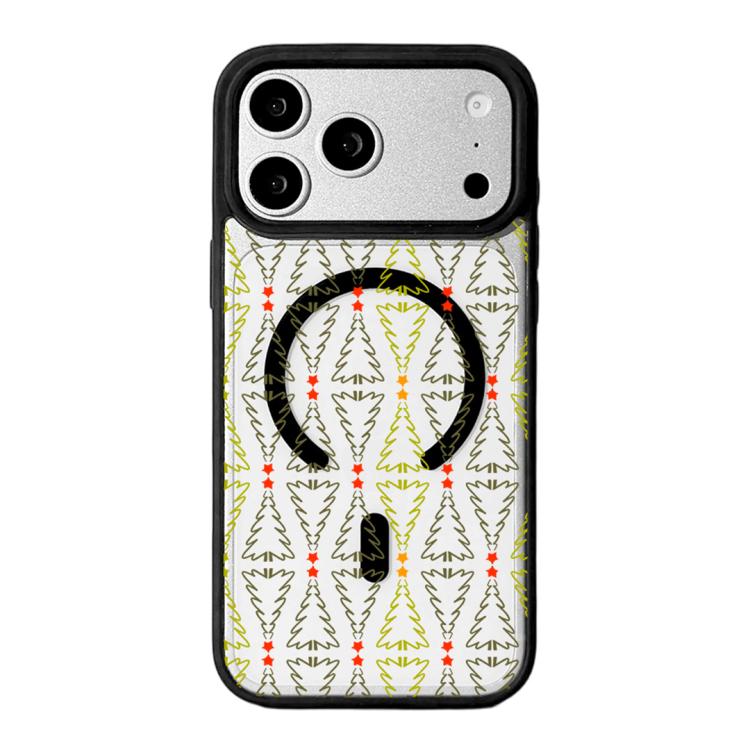 For iPhone 17 Pro Christmas Series Strong Magnetic Painted Black Edge Phone Case(Star-adorned Christmas Tree)