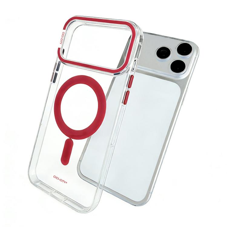 For iPhone 17 Pro CICI-CITY Self-Healing Transparent IMD Magnetic Phone Case(Red)