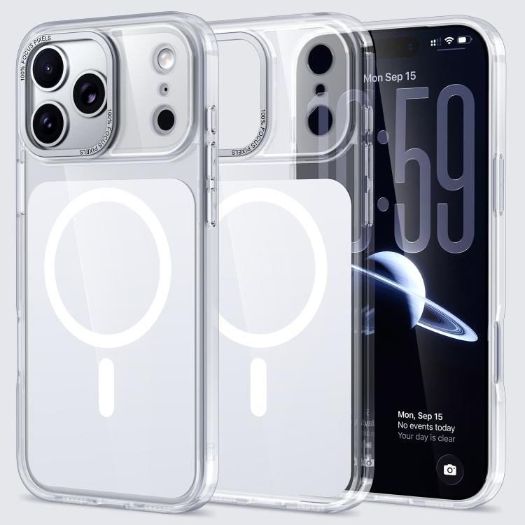 For iPhone 17 Pro Cloud Mirror Acrylic Transparent Shockproof MagSafe Phone Case(Silver)