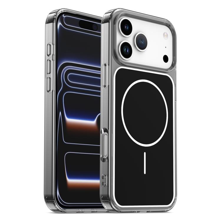 For iPhone 17 Pro Color Shield PC Hybrid TPU Magnetic Phone Case(Transparent Black)