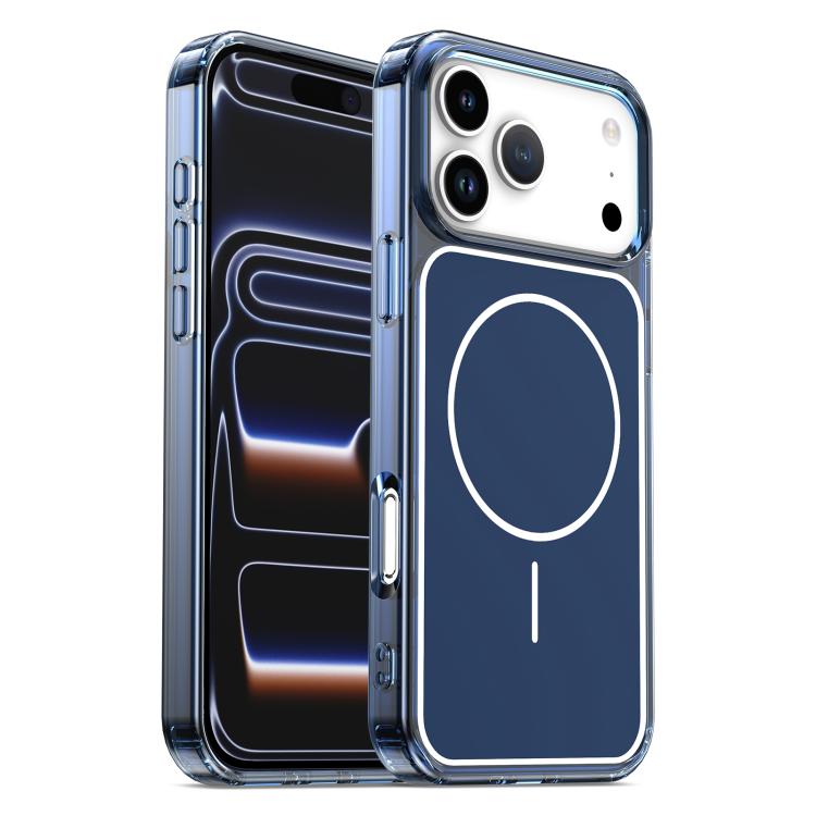 For iPhone 17 Pro Color Shield PC Hybrid TPU Magnetic Phone Case(Transparent Blue)