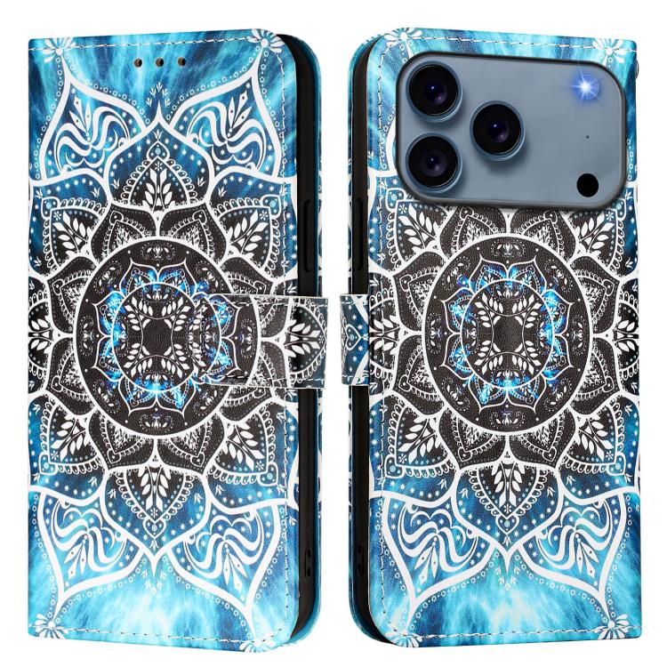For iPhone 17 Pro Colored Drawing Pattern Plain Weave Leather Phone Case(Undersea Mandala)