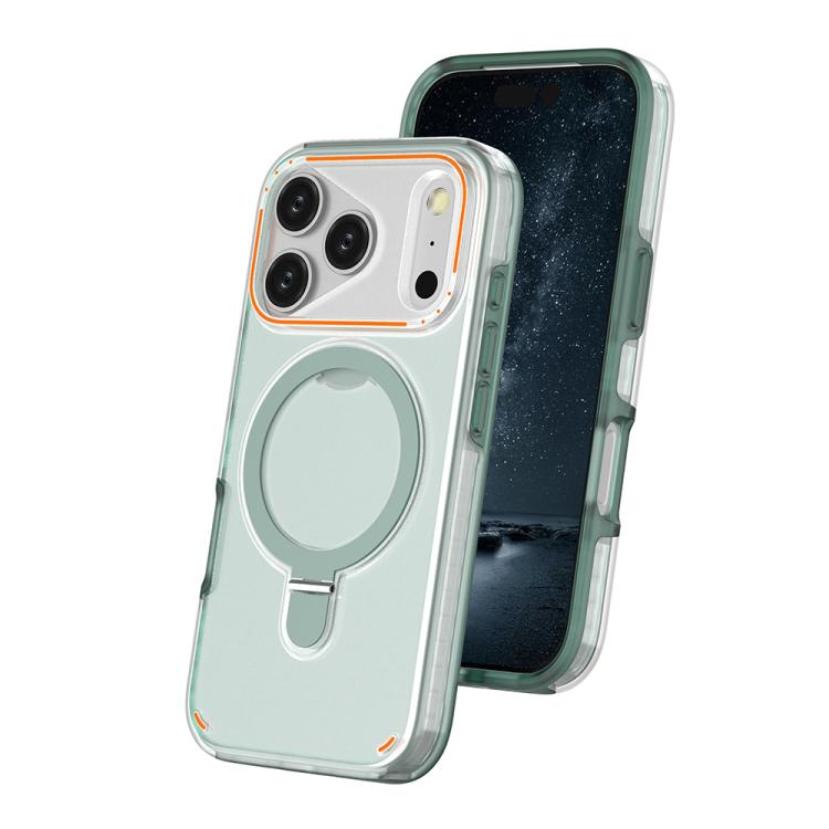 For iPhone 17 Pro Colorful 2 in 1 MagSafe Ring Holder Phone Case(Mint Green)