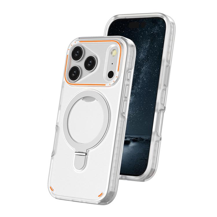For iPhone 17 Pro Colorful 2 in 1 MagSafe Ring Holder Phone Case(Transparent)