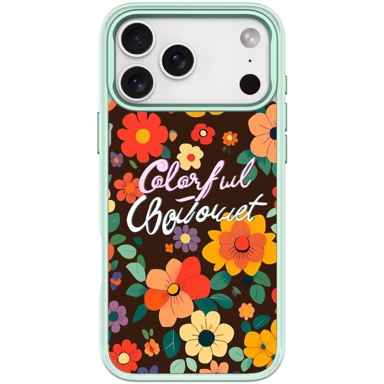 For iPhone 17 Pro Colorful Flowers Pattern Magnetic Phone Case(Light Green)