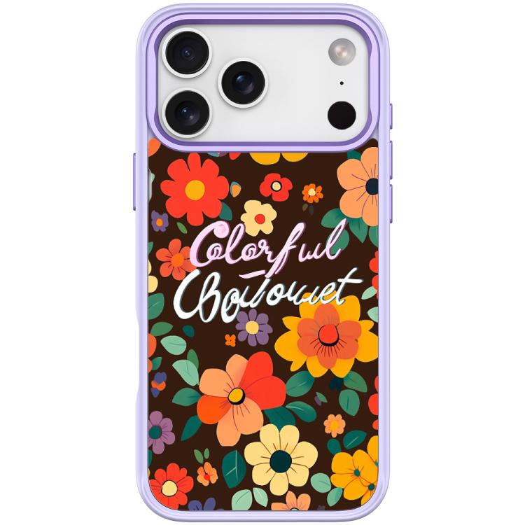 For iPhone 17 Pro Colorful Flowers Pattern Magnetic Phone Case(Light Purple)