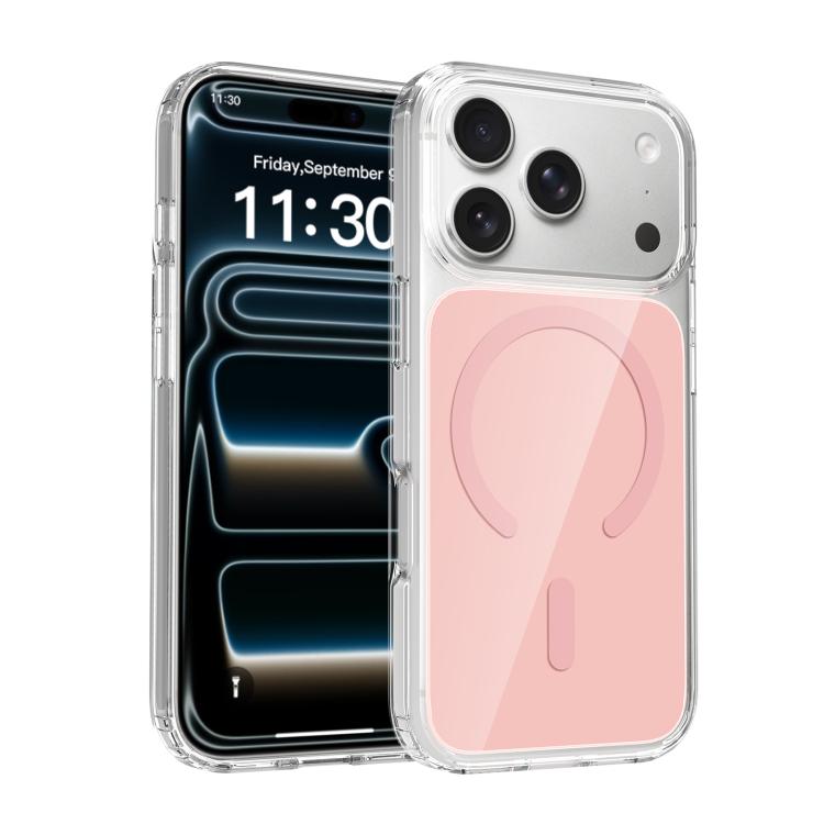 For iPhone 17 Pro Colorful Hard PC Hybrid Soft TPU Magnetic Phone Case(Pink)