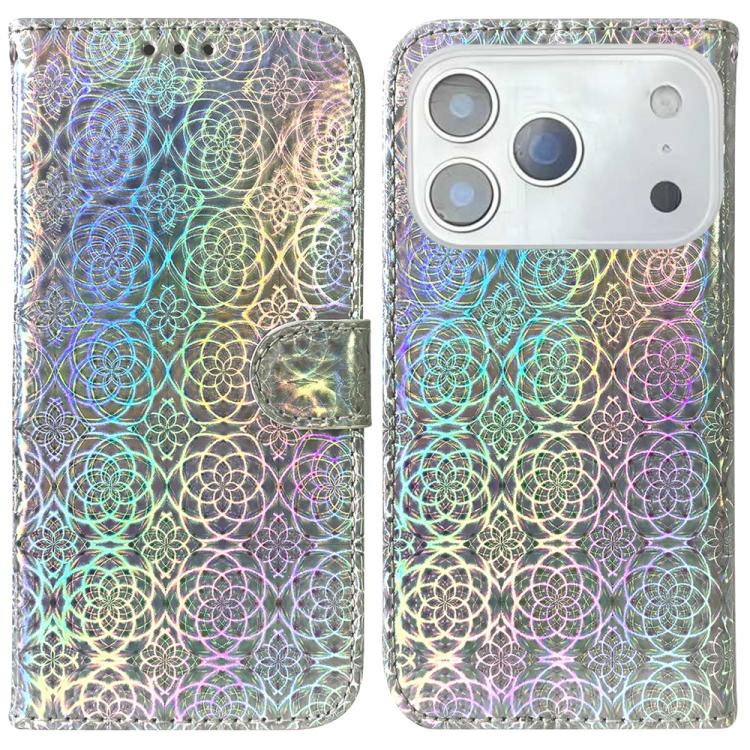 For iPhone 17 Pro Colorful Magnetic Buckle Leather Phone Case(Silver)