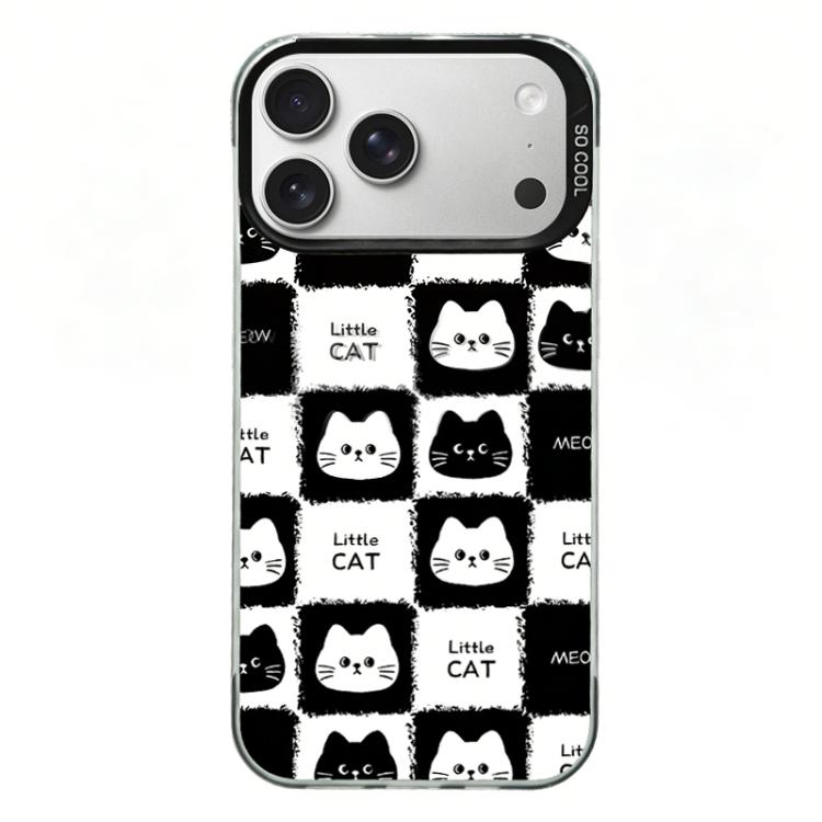 For iPhone 17 Pro Colorful Silver Plated IMD Pattern PC Hybrid TPU Phone Case(Black Full Screen Cats)