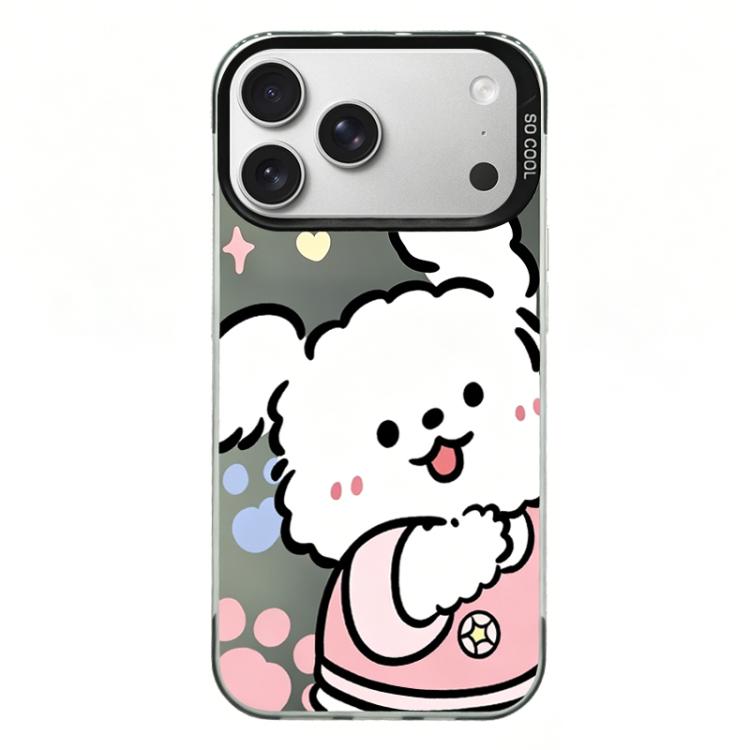 For iPhone 17 Pro Colorful Silver Plated IMD Pattern PC Hybrid TPU Phone Case(Black Rabbit)