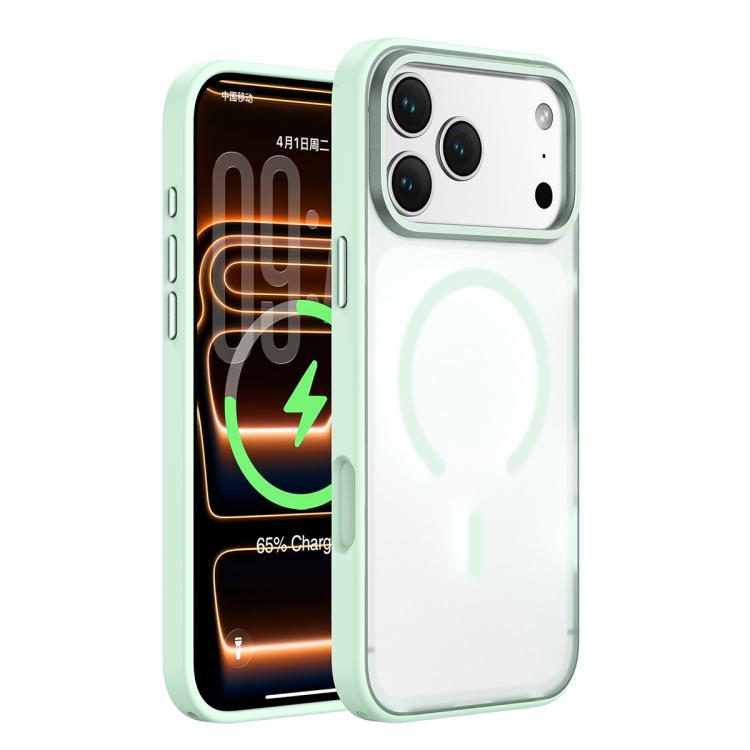 For iPhone 17 Pro Colorful Skin-Friendly Metal Lens Frame Magnetic Phone Case(Green)