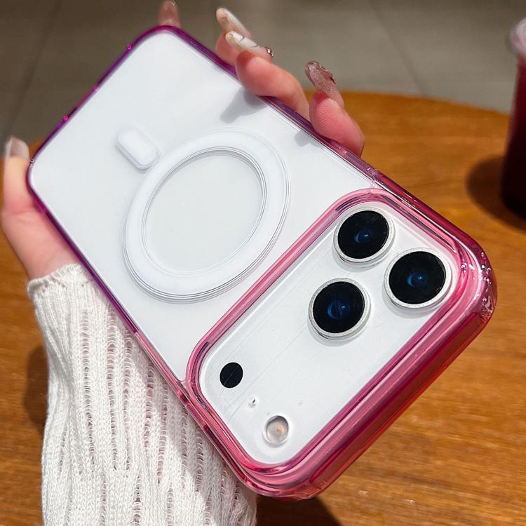For iPhone 17 Pro Contrast Color Gradient Transparent MagSafe Phone Case(Purple Pink + Light Purple)