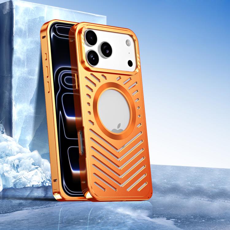 For iPhone 17 Pro Cooling MagSafe Magnetic Metal Phone Case(Orange)