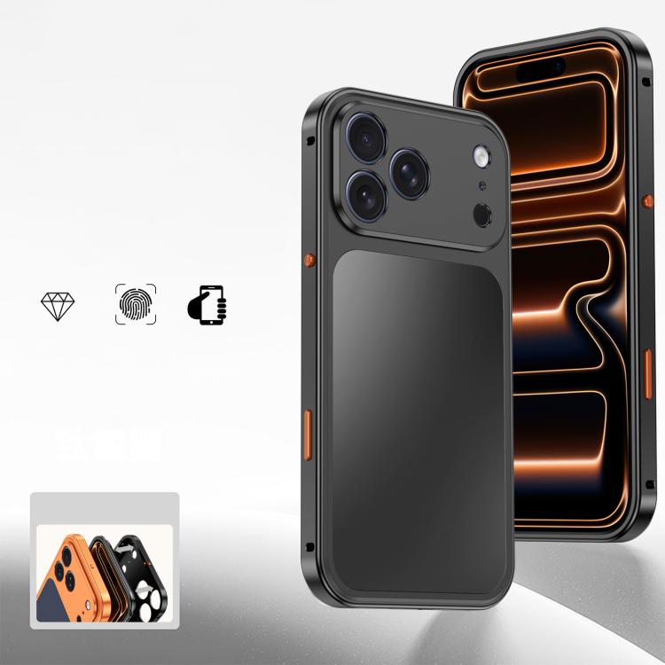 For iPhone 17 Pro Cooling Spring Buckle Metal Frame Phone Case(Ttanium Black)