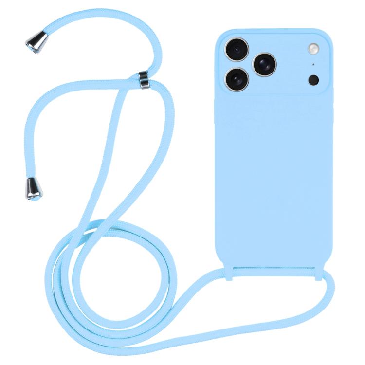 For iPhone 17 Pro Crossbody Lanyard Liquid Silicone Case(Blue)