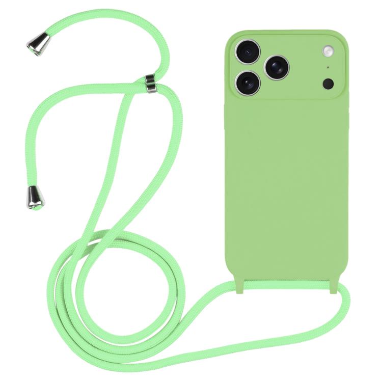 For iPhone 17 Pro Crossbody Lanyard Liquid Silicone Case(Matcha Green)