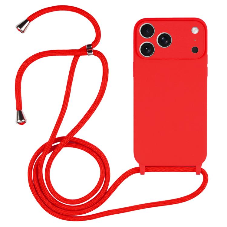 For iPhone 17 Pro Crossbody Lanyard Liquid Silicone Case(Red)