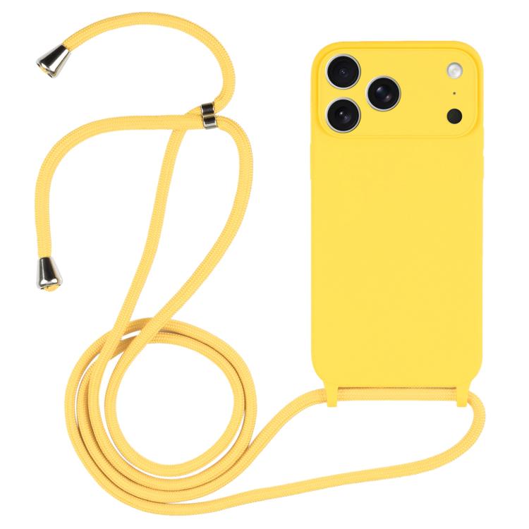 For iPhone 17 Pro Crossbody Lanyard Liquid Silicone Case(Yellow)