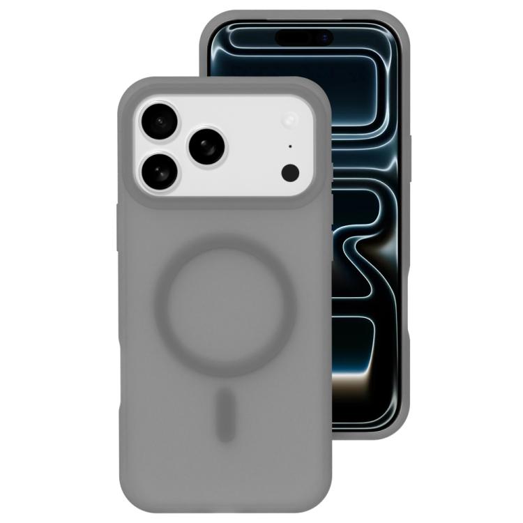 For iPhone 17 Pro Crystal-Clear Colors Skin-friendly Feel Liquid Silicone Magnetic Phone Case(Gray)