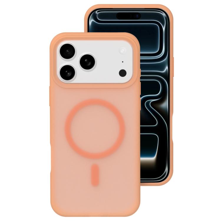 For iPhone 17 Pro Crystal-Clear Colors Skin-friendly Feel Liquid Silicone Magnetic Phone Case(Orange)