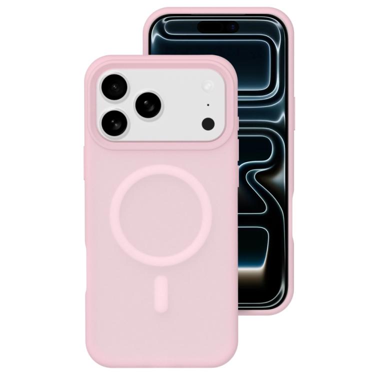 For iPhone 17 Pro Crystal-Clear Colors Skin-friendly Feel Liquid Silicone Magnetic Phone Case(Pink)