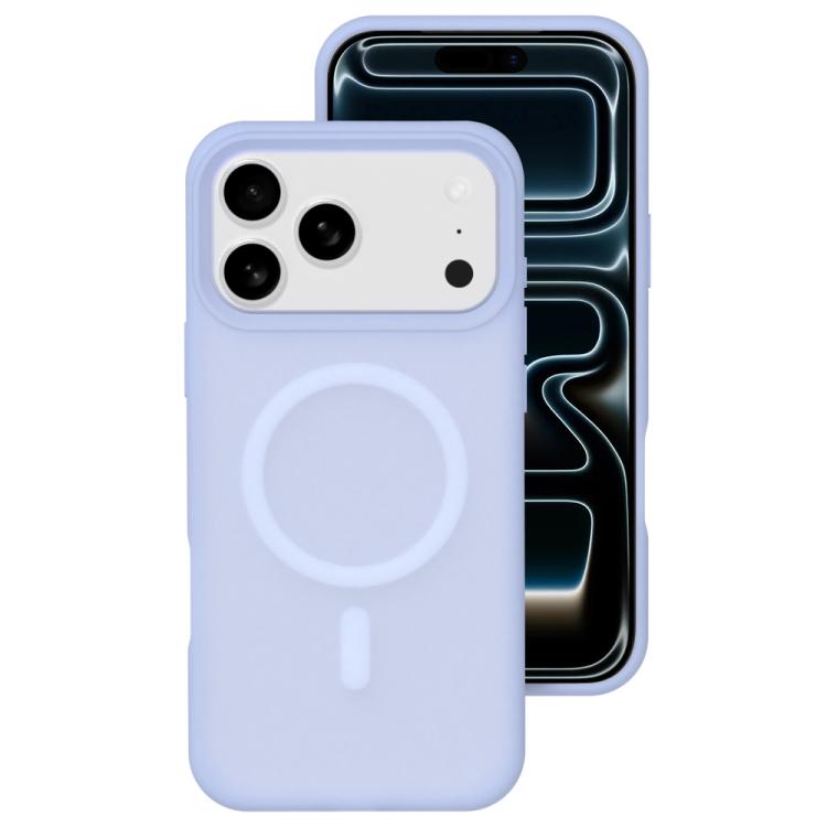 For iPhone 17 Pro Crystal-Clear Colors Skin-friendly Feel Liquid Silicone Magnetic Phone Case(Purple)