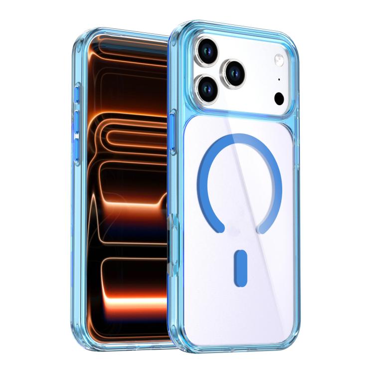 For iPhone 17 Pro Crystal Colorful Magnetic Phone Case(Blue)