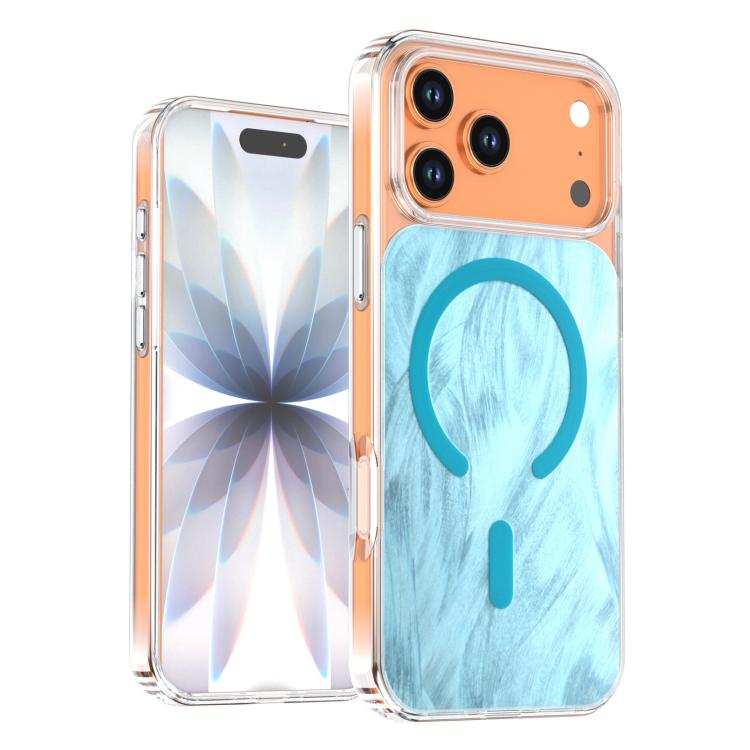 For iPhone 17 Pro Crystal Fox Tail Pattern Magnetic Phone Case(Light Blue)