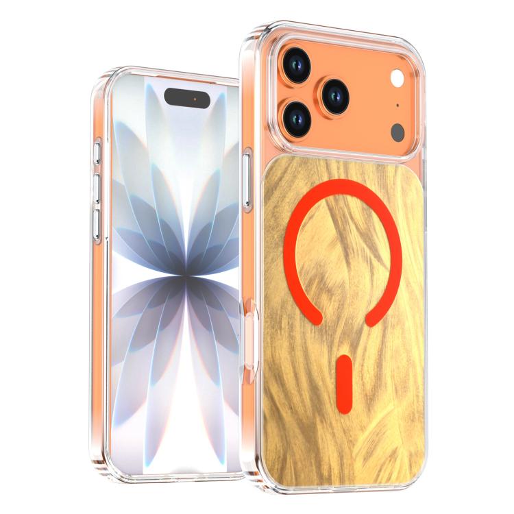 For iPhone 17 Pro Crystal Fox Tail Pattern Magnetic Phone Case(Orange)