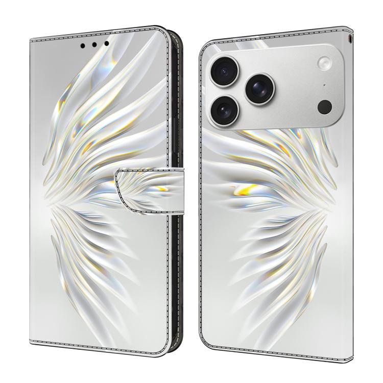For iPhone 17 Pro Crystal-Like Painted Vegan Leather Phone Case(Crystal Wings)