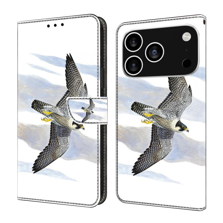For iPhone 17 Pro Crystal-Like Painted Vegan Leather Phone Case(Eagle)