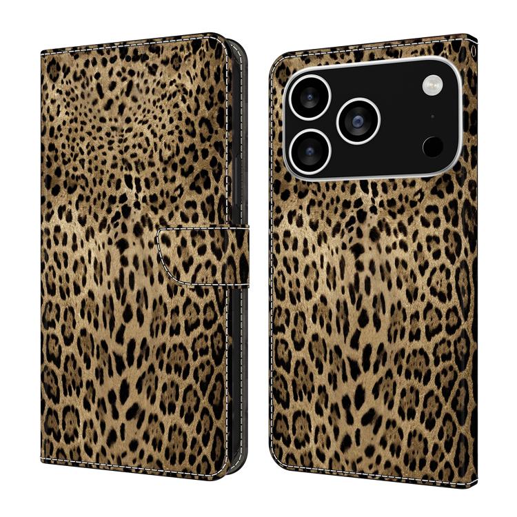 For iPhone 17 Pro Crystal-Like Painted Vegan Leather Phone Case(Panthera Onca Print)