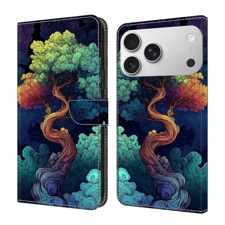 For iPhone 17 Pro Crystal-Like Painted Vegan Leather Phone Case(Spruce)