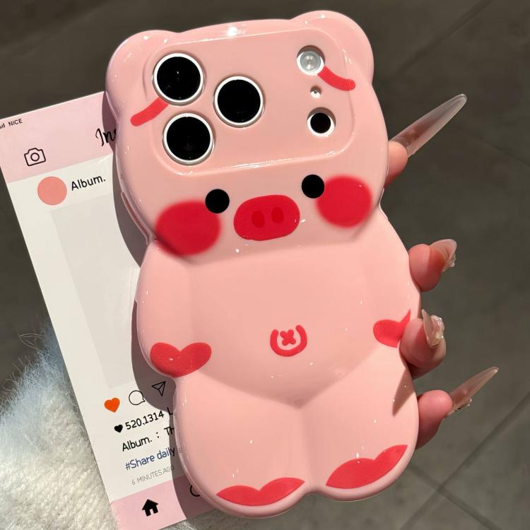 For iPhone 17 Pro Cute 3D Pig Shockproof TPU Phone Case(Belly Button Pig)