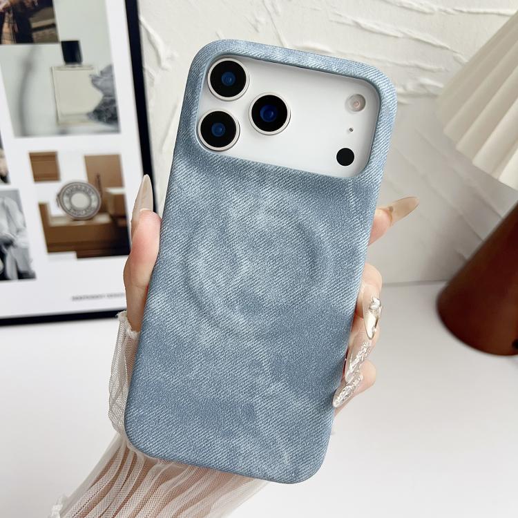 For iPhone 17 Pro Denim MagSafe Magnetic PC + PU Phone Case(Light Blue)