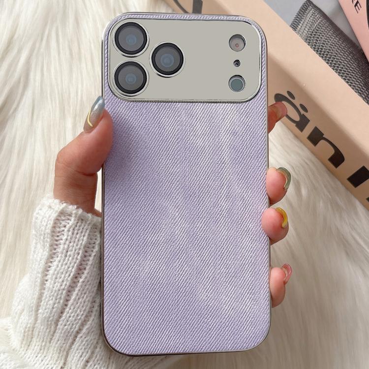For iPhone 17 Pro Denim Pattern TPU Shockproof Phone Case(Light Purple Fabric)
