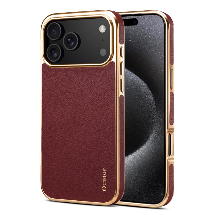 For iPhone 17 Pro Denior Cowhide Leather Plating Phone Case(Red)