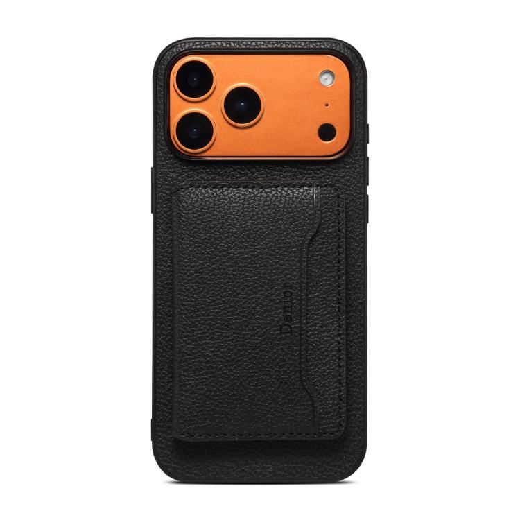 For iPhone 17 Pro Denior D30 Calf Texture MagSafe Card Bag Phone Case(Black)