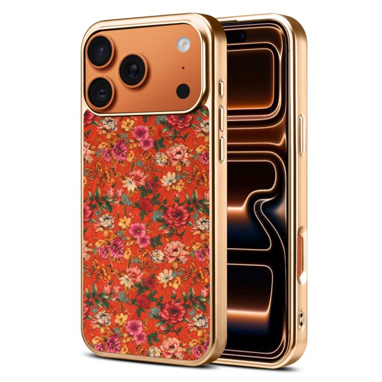For iPhone 17 Pro Denior Peony Series Electroplated Magnetic Phone Case(Red)